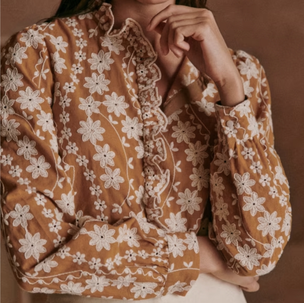 Sezane Mathilda blouse size 38 (us 6) in ochre